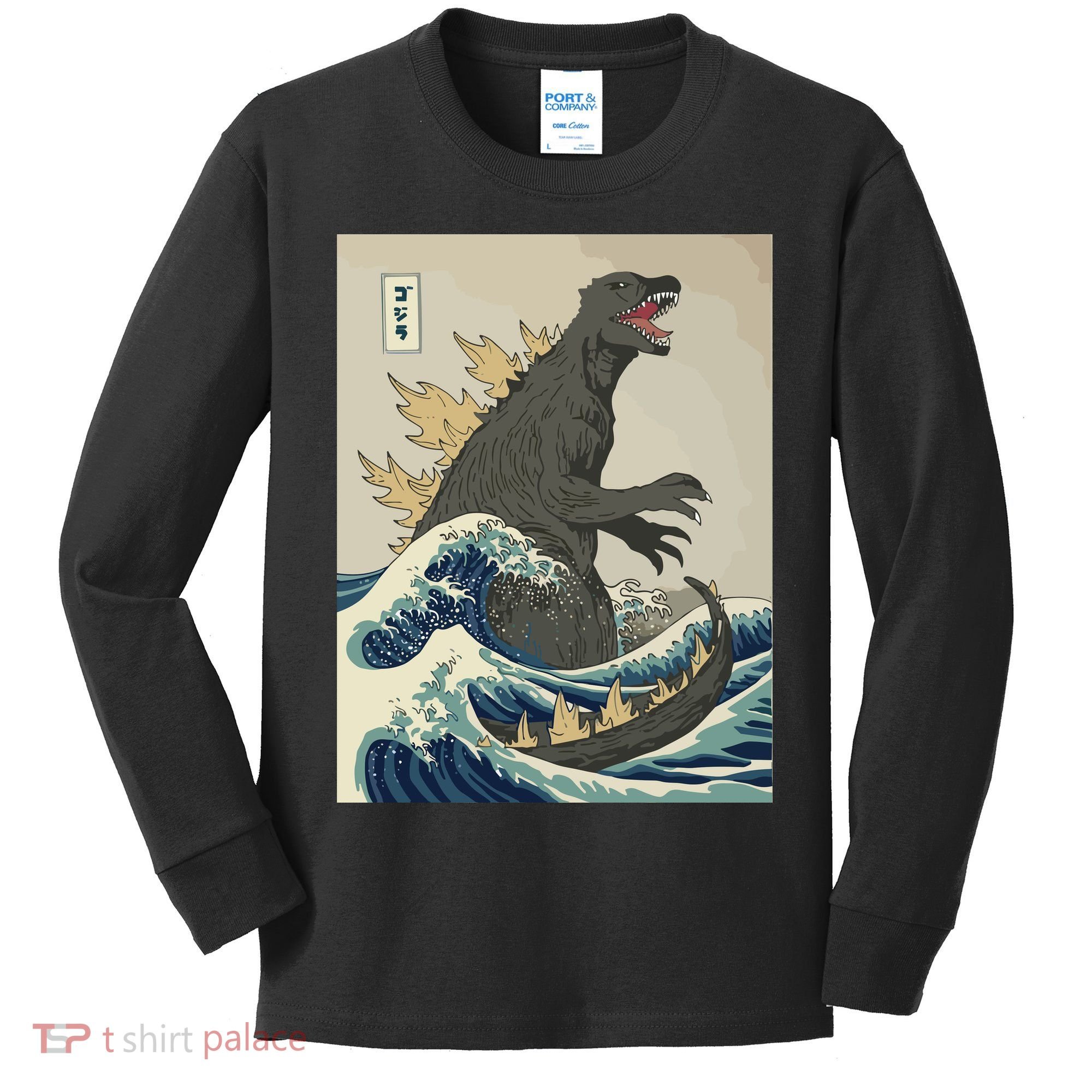 The Great Monster Off Kanagawa Team Wave Kids Long Sleeve Shirt