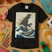 The Great Monster Off Kanagawa Team Wave Kids T-Shirt thumb 3