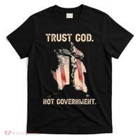 Trust God Not Government Christian Faith Cross Us Flag T-Shirt thumb 0