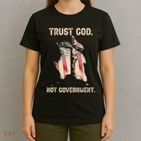 Trust God Not Government Christian Faith Cross Us Flag T-Shirt thumb 4