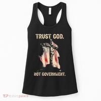 Trust God Not Government Christian Faith Cross Us Flag Women's Tank Top thumb 0