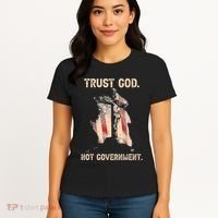 Trust God Not Government Christian Faith Cross Us Flag Women's T-Shirt thumb 4