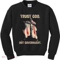 Trust God Not Government Christian Faith Cross Us Flag Kids Sweatshirt thumb 0