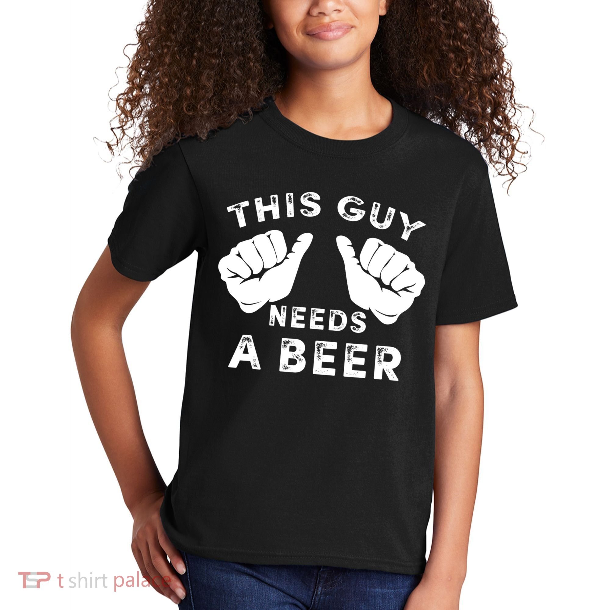 This Guy Needs A Beer Funny Drinking Gift Kids T-Shirt