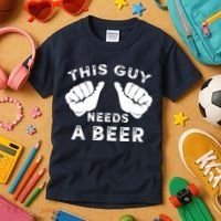 This Guy Needs A Beer Funny Drinking Gift Kids T-Shirt thumb 3