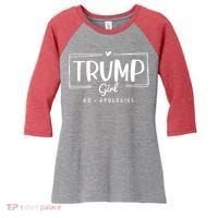 Trump Girl No Apologies Election 2024 Women's Tri-Blend 3/4-Sleeve Raglan Shirt thumb 0