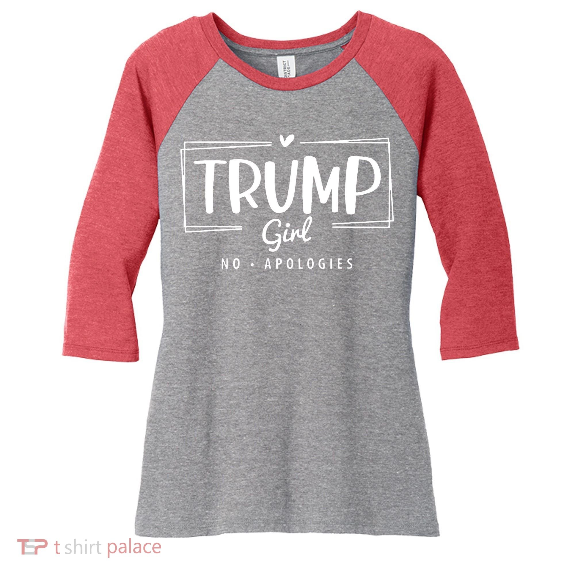 Trump Girl No Apologies Election 2024 Women's Tri-Blend 3/4-Sleeve Raglan Shirt