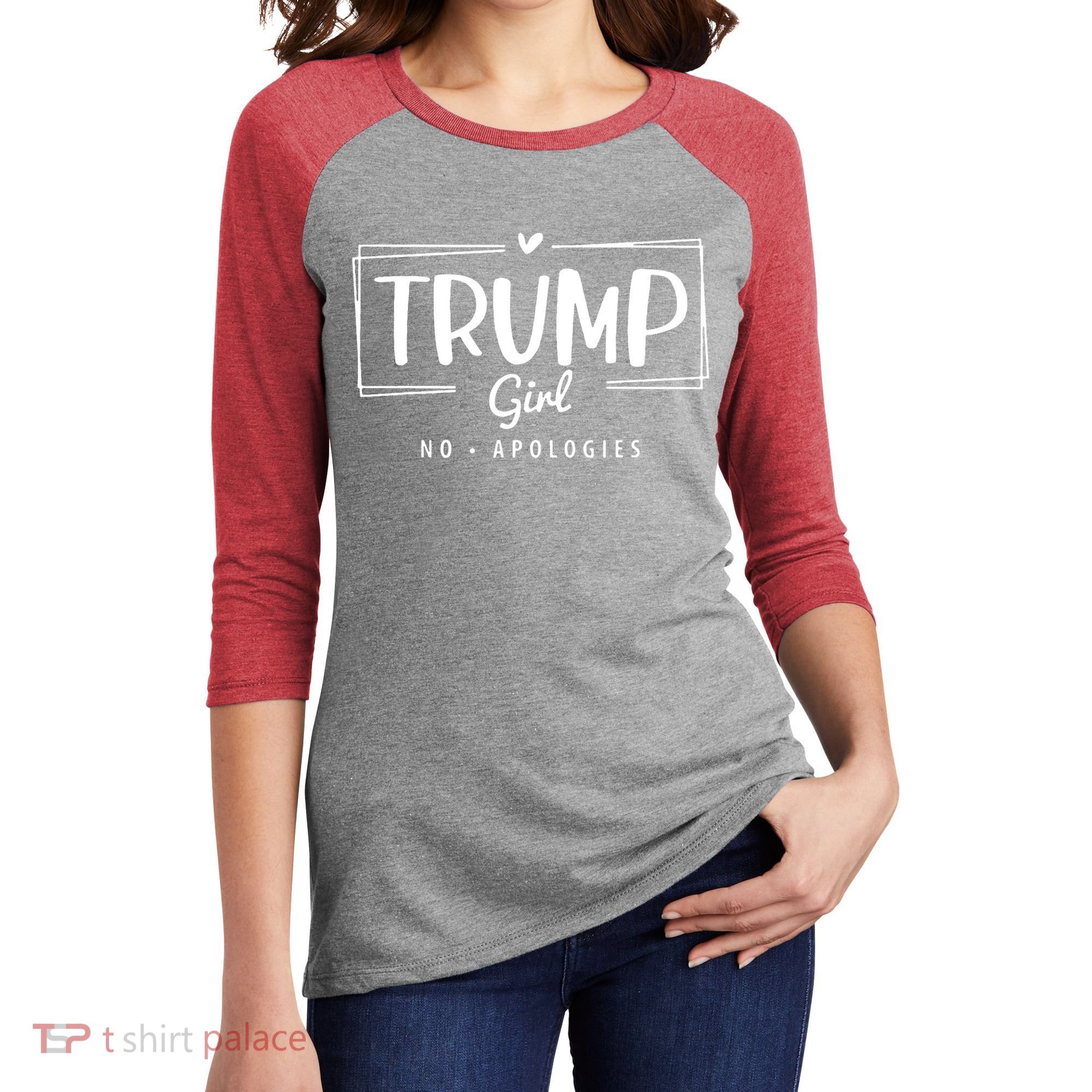 Trump Girl No Apologies Election 2024 Women's Tri-Blend 3/4-Sleeve Raglan Shirt