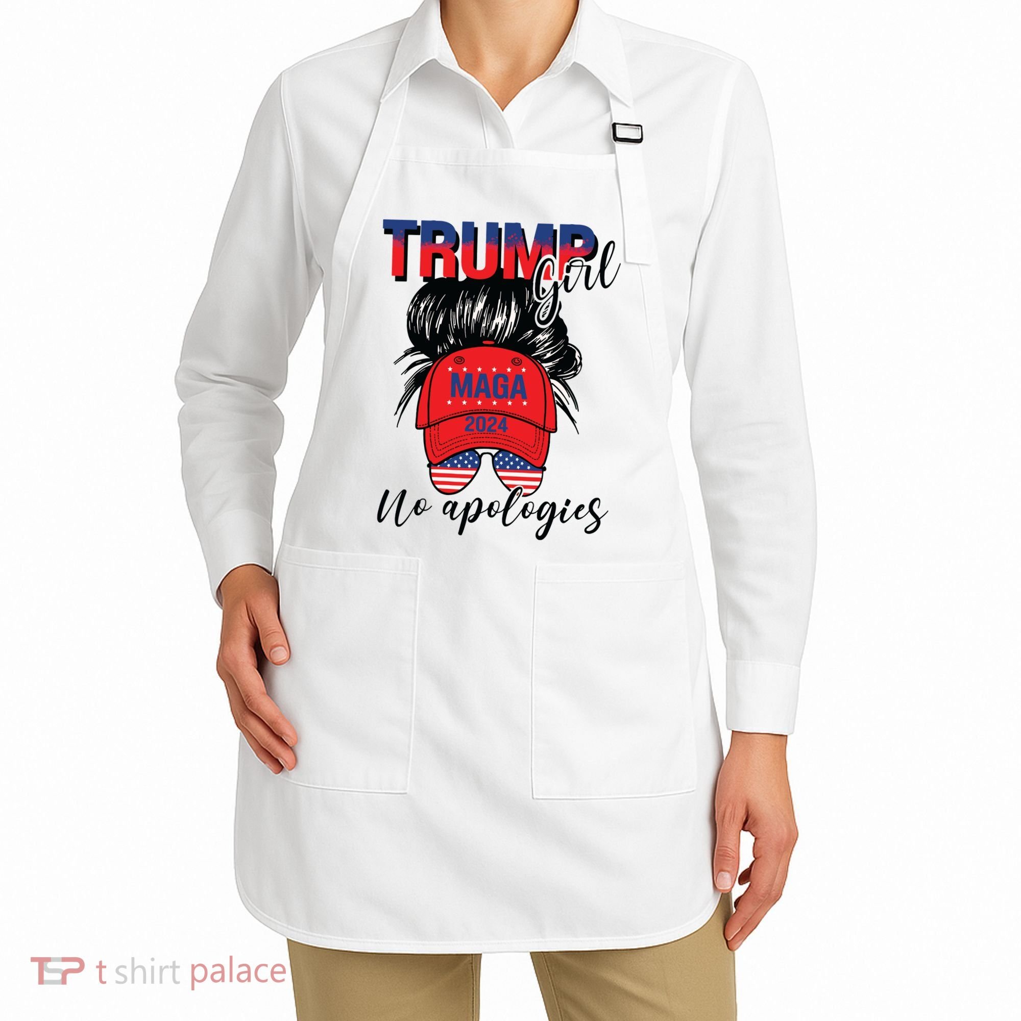 Trump Girl No Apologies Patriotic American Apron