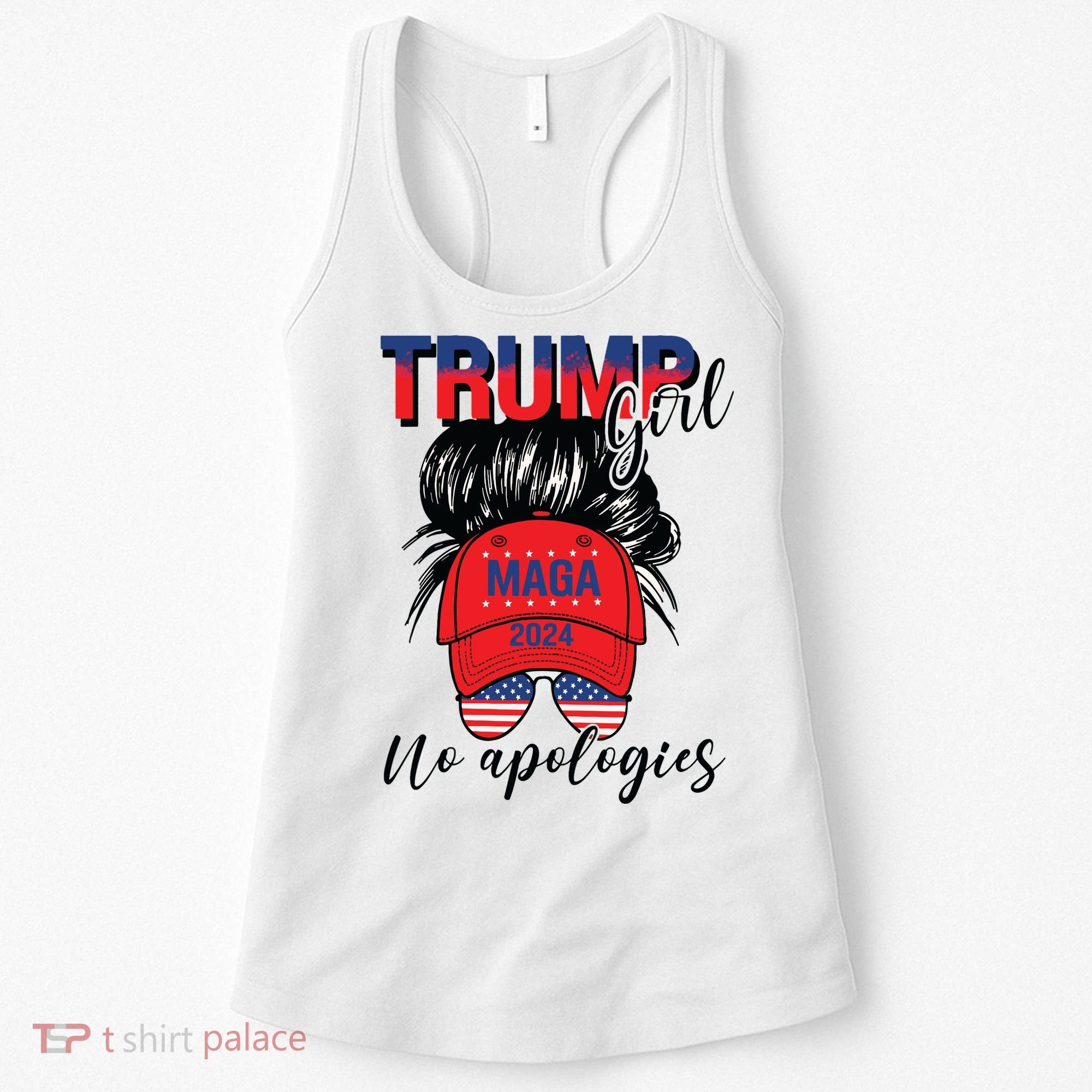 Trump Girl No Apologies Patriotic American Women's Tank Top