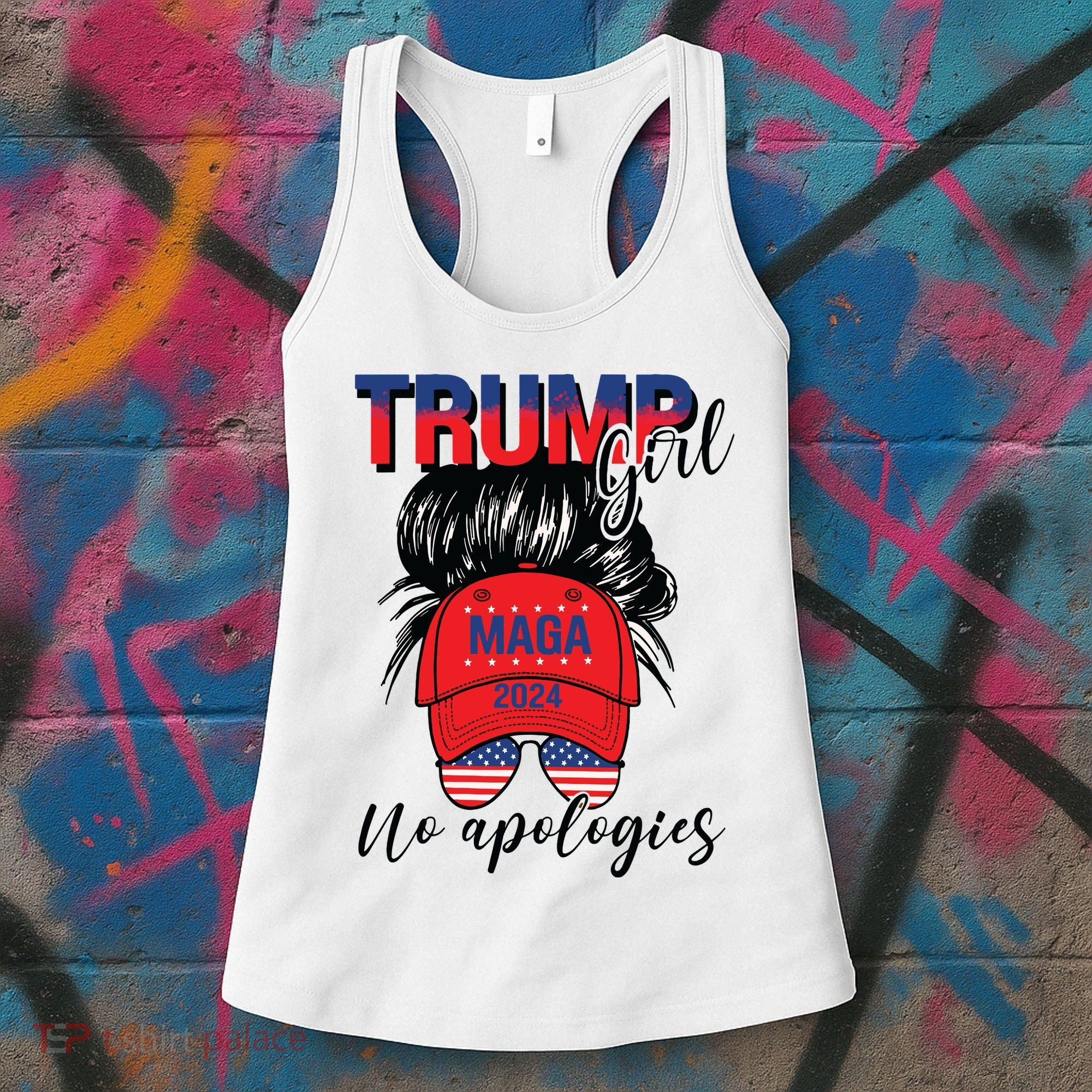 Trump Girl No Apologies Patriotic American Women's Tank Top