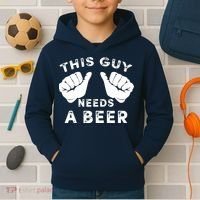 This Guy Needs A Beer - Funnys Drinking Gift Tee Kids Hoodie thumb 2