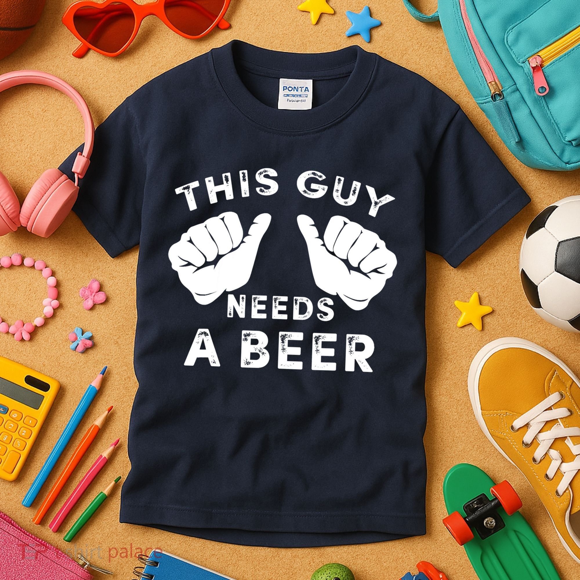 This Guy Needs A Beer - Funnys Drinking Gift Tee Kids T-Shirt