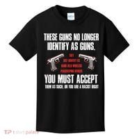 These Guns No Longer Identify As Guns Funny Gun Kids T-Shirt thumb 0