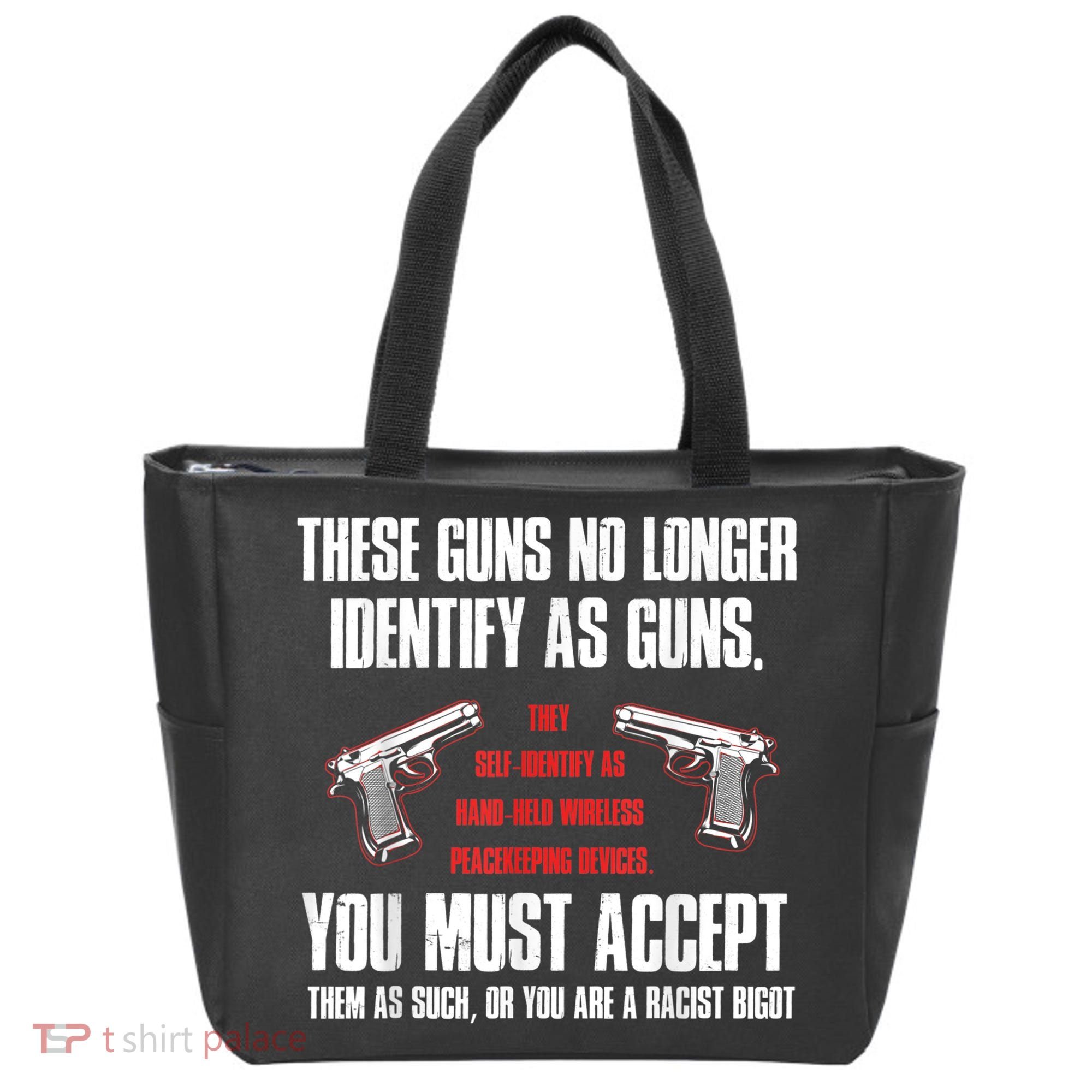 These Guns No Longer Identify As Guns Funny Gun Tote Bag