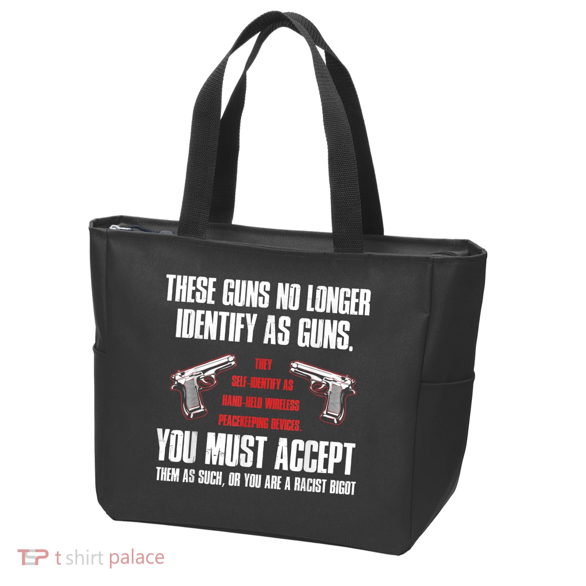 These Guns No Longer Identify As Guns Funny Gun Tote Bag