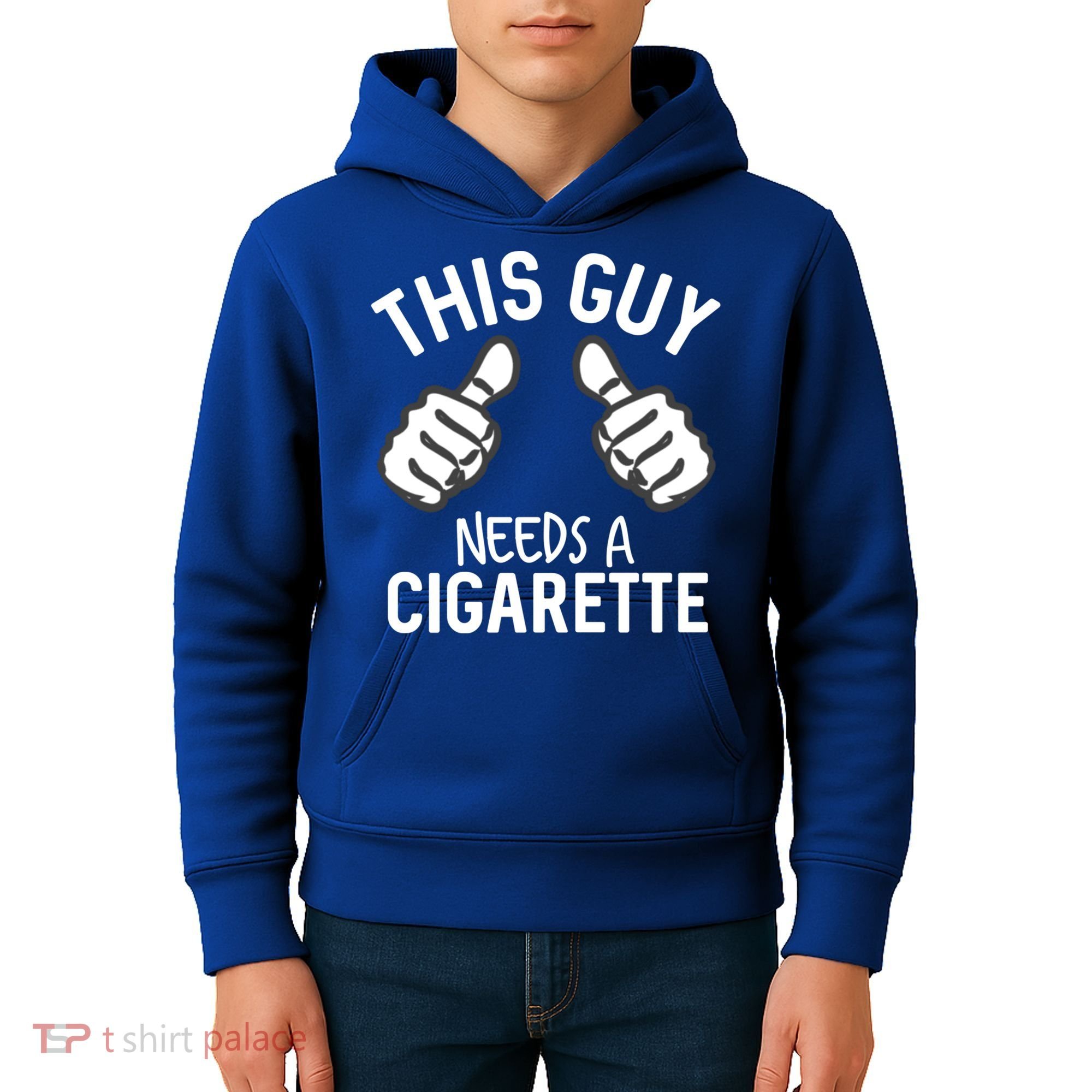 This Guy Needs A Cigarette Funny Smoking Cigarettes Cute Gift Kids Hoodie