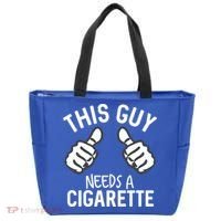This Guy Needs A Cigarette Funny Smoking Cigarettes Cute Gift Tote Bag thumb 0