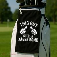 This Guy Needs A Jager Bomb Funny Alcohol Spirits Golf Towel thumb 2