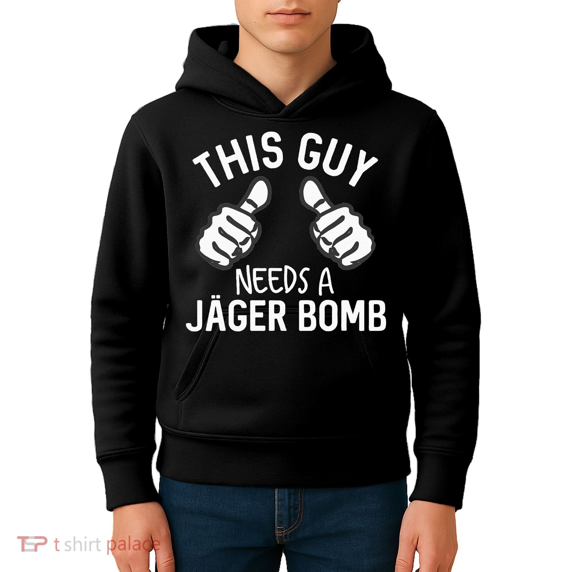 This Guy Needs A Jager Bomb Funny Alcohol Spirits Kids Hoodie