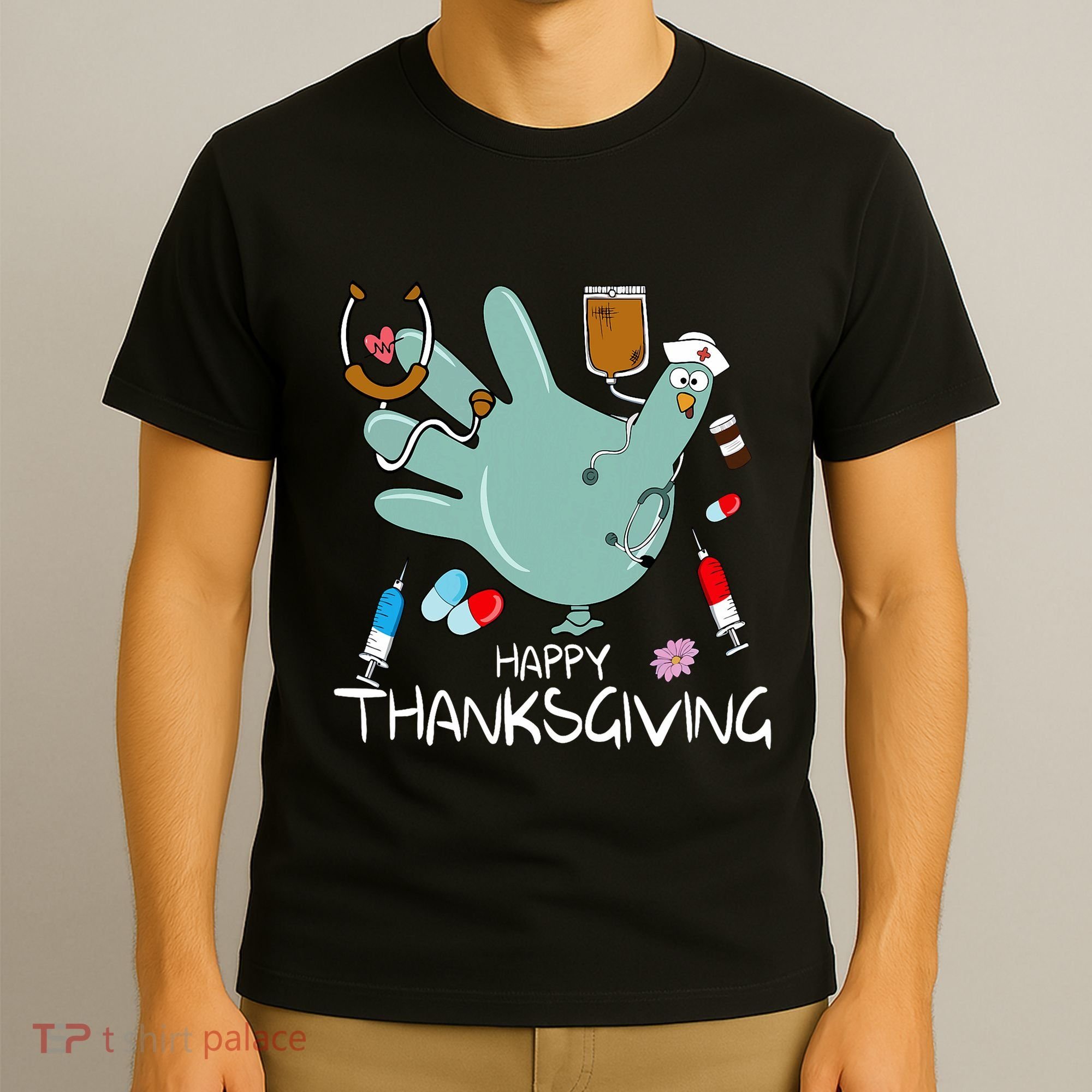 Turkey Glove Nurse Happy Thanksgiving Gobble Gobble Nurse T-Shirt