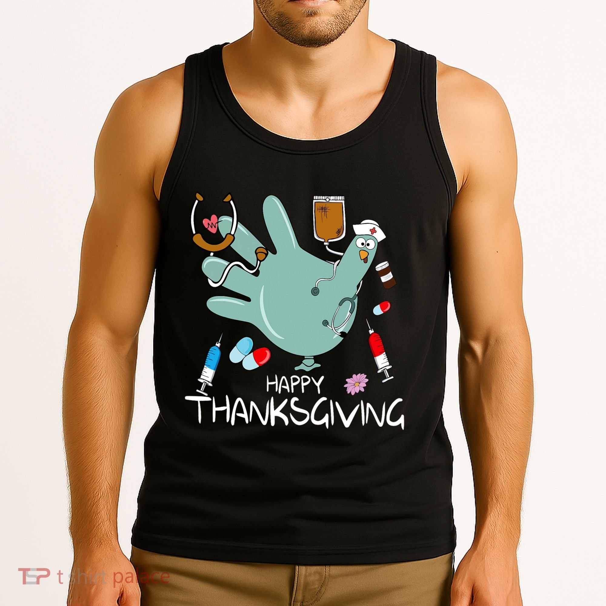 Turkey Glove Nurse Happy Thanksgiving Gobble Gobble Nurse Tank Top