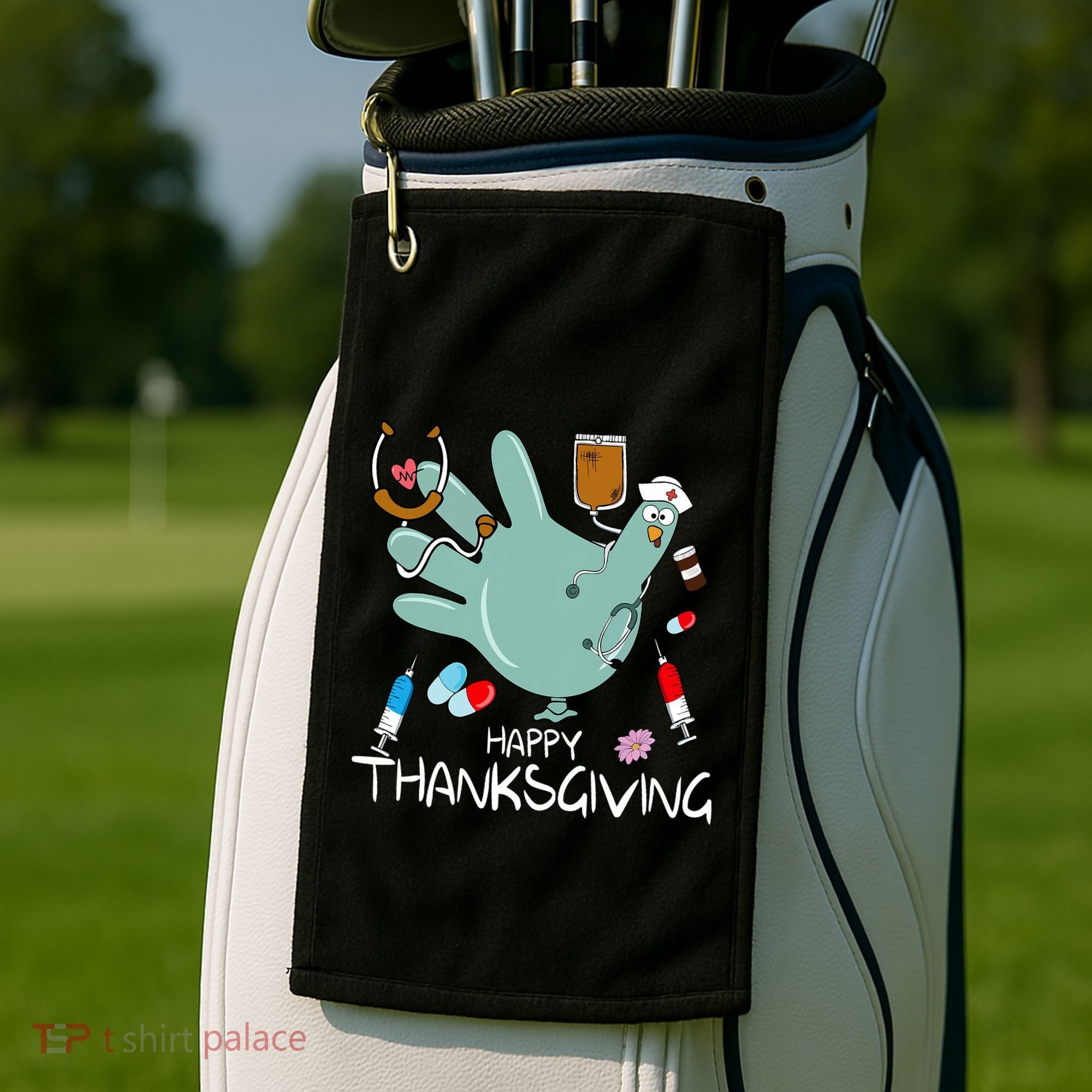 Turkey Glove Nurse Happy Thanksgiving Gobble Gobble Nurse Golf Towel