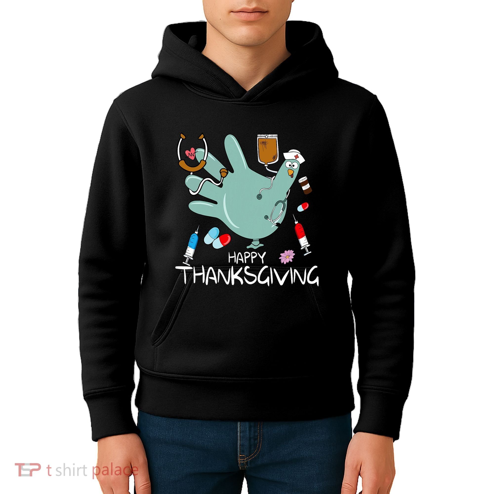 Turkey Glove Nurse Happy Thanksgiving Gobble Gobble Nurse Kids Hoodie