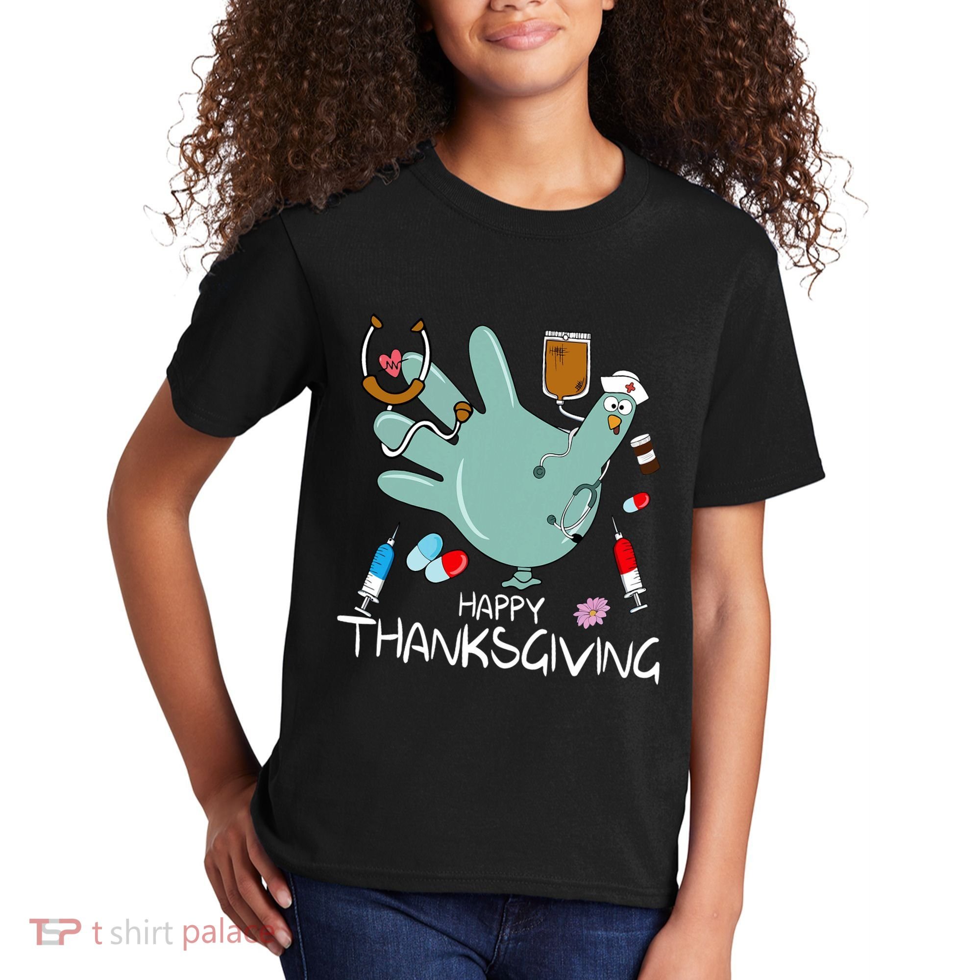 Turkey Glove Nurse Happy Thanksgiving Gobble Gobble Nurse Kids T-Shirt