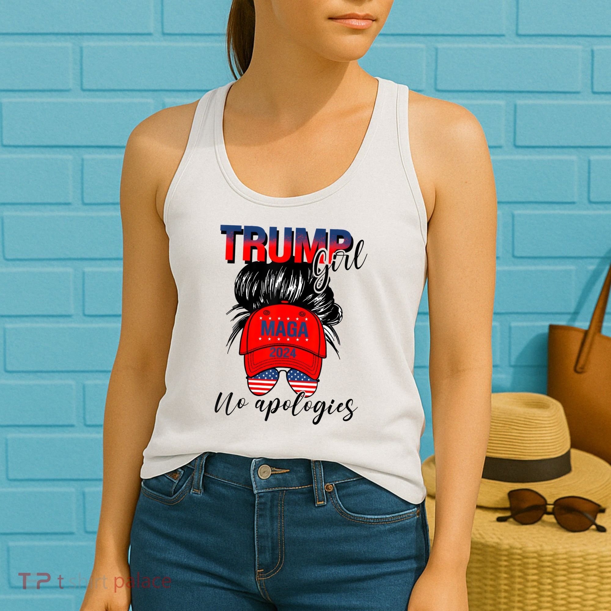 Trump Girl No Apologies Patriotic American Women's Tank Top