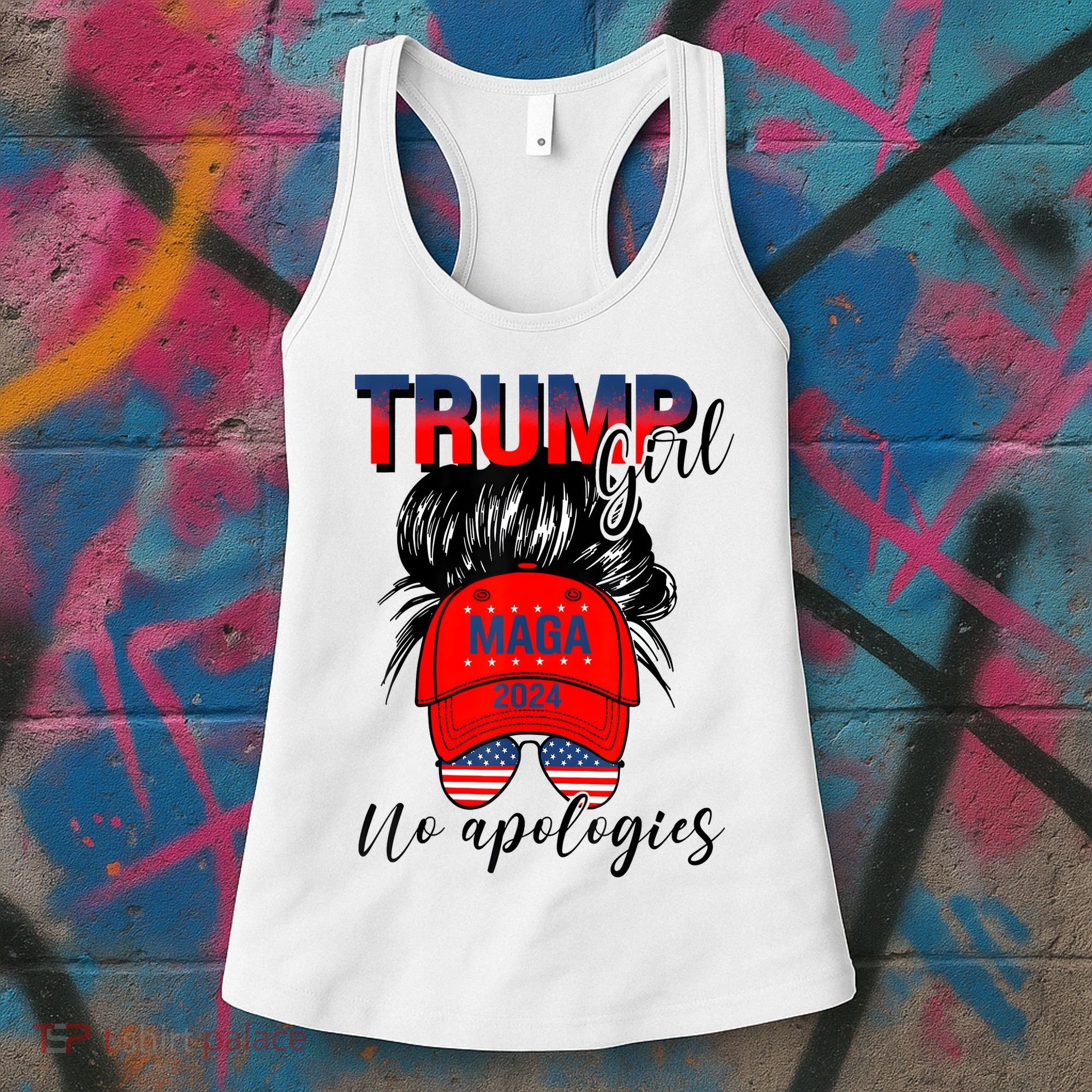 Trump Girl No Apologies Patriotic American Women's Tank Top