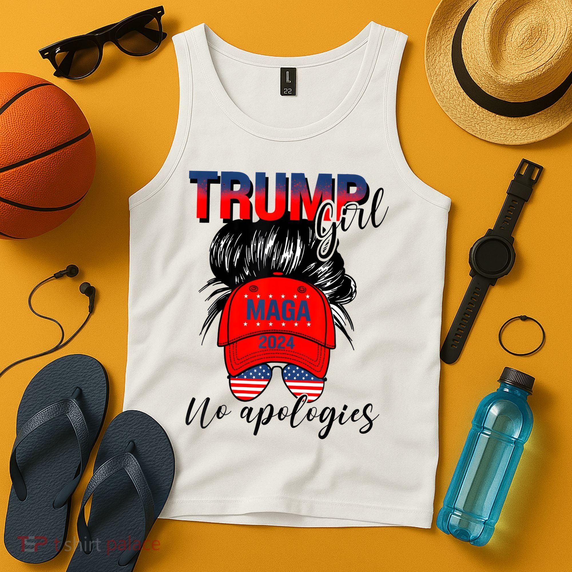 Trump Girl No Apologies Patriotic American Tank Top