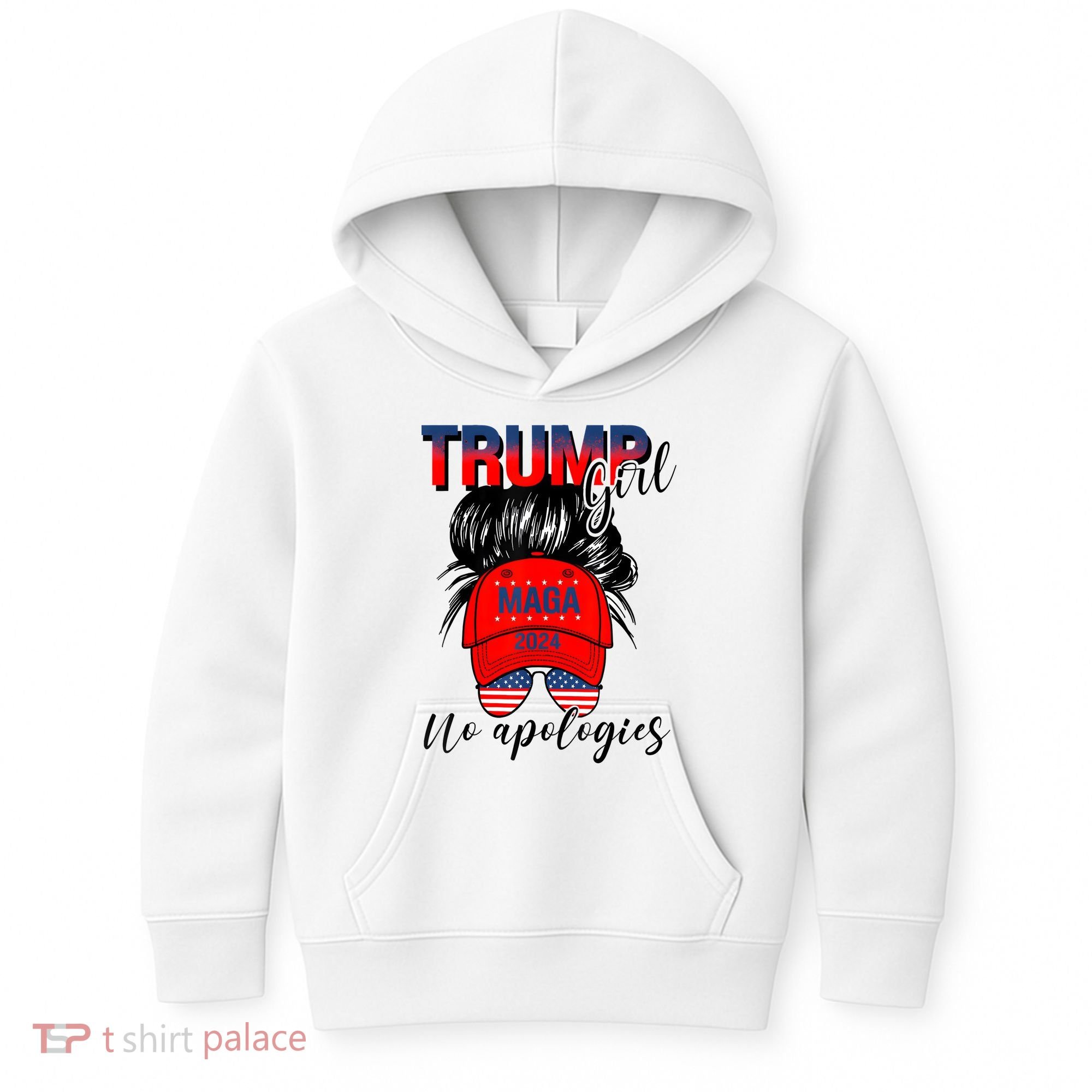 Trump Girl No Apologies Patriotic American Kids Hoodie