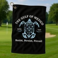 The Gulf Of Mexico Resist Persist Prevail Golf Towel thumb 1
