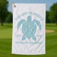 the Gulf of Mexico turtle Golf Towel thumb 1
