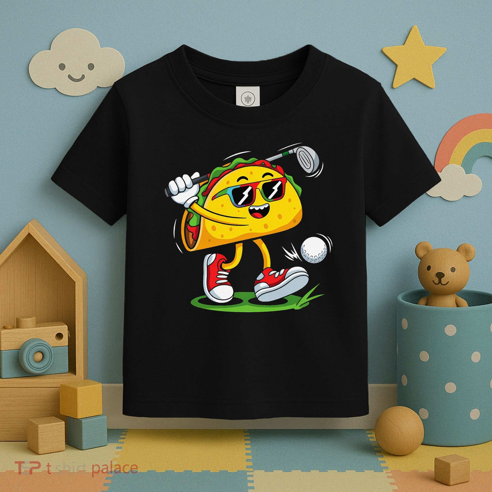 Taco Golf Player Cinco De Mayo Food Fiesta Mexican Golfer Toddler T-Shirt
