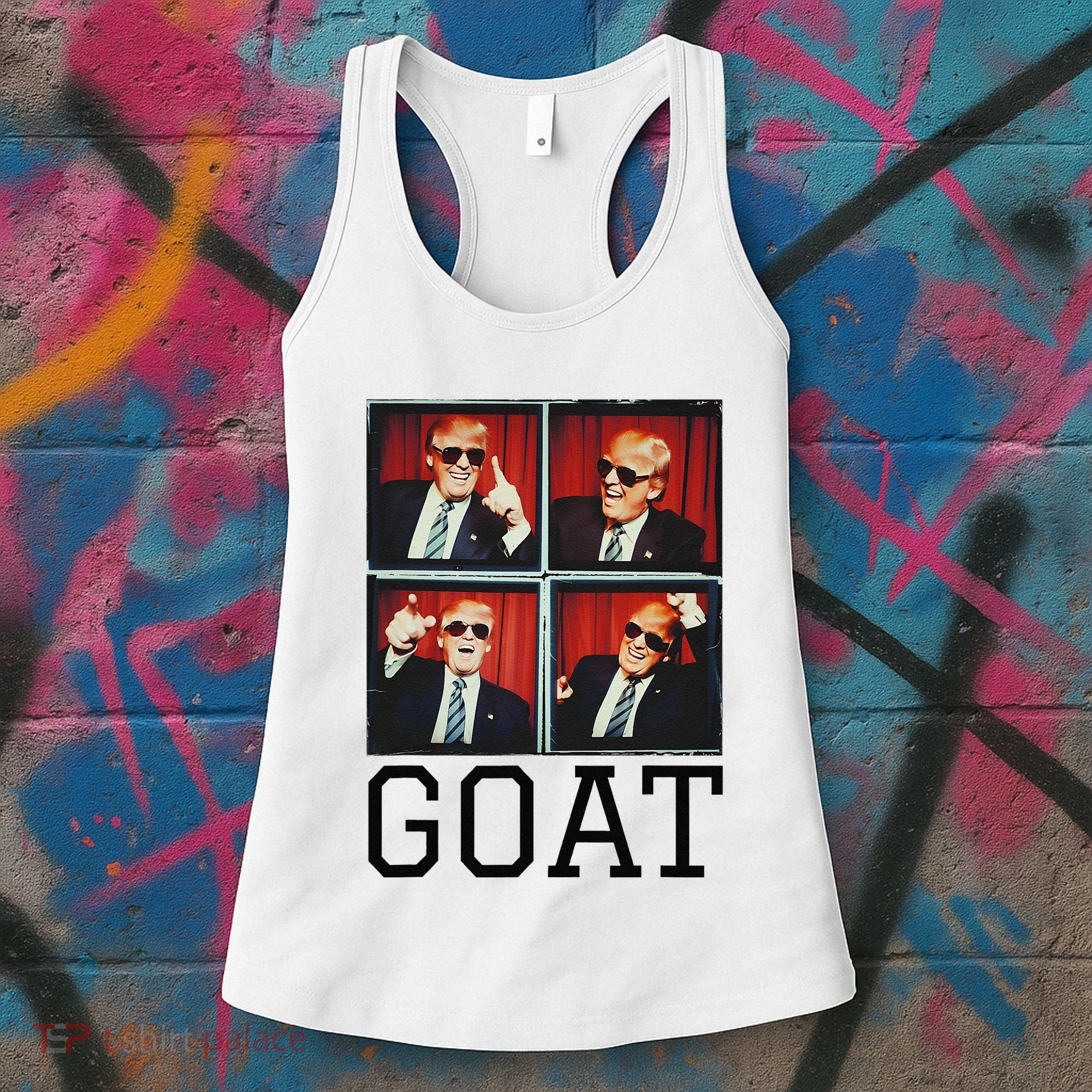 The Greatest President Photobooth Cool Donald Trump Goat Women's Tank Top