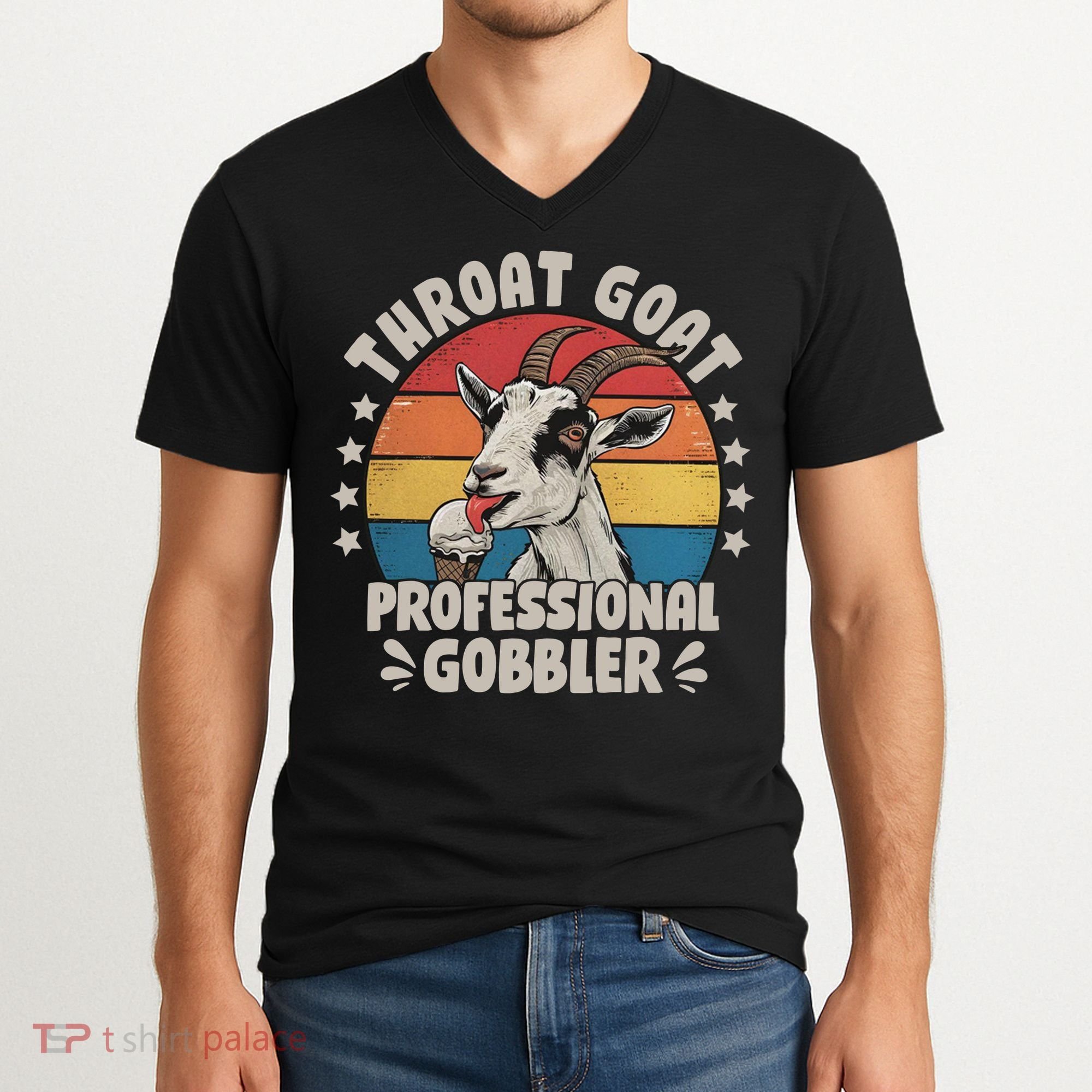 Throat Goat Professional Gobbler Funny V-Neck T-Shirt