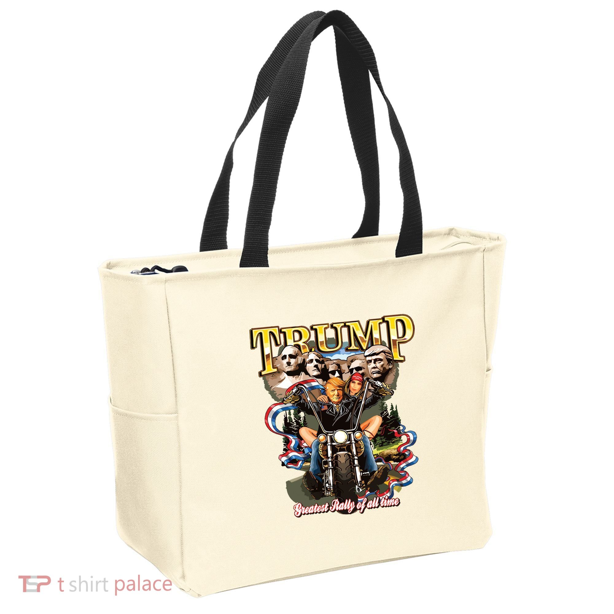 Trump Greatest Rally Of All Time Motorcycle On Back Tote Bag