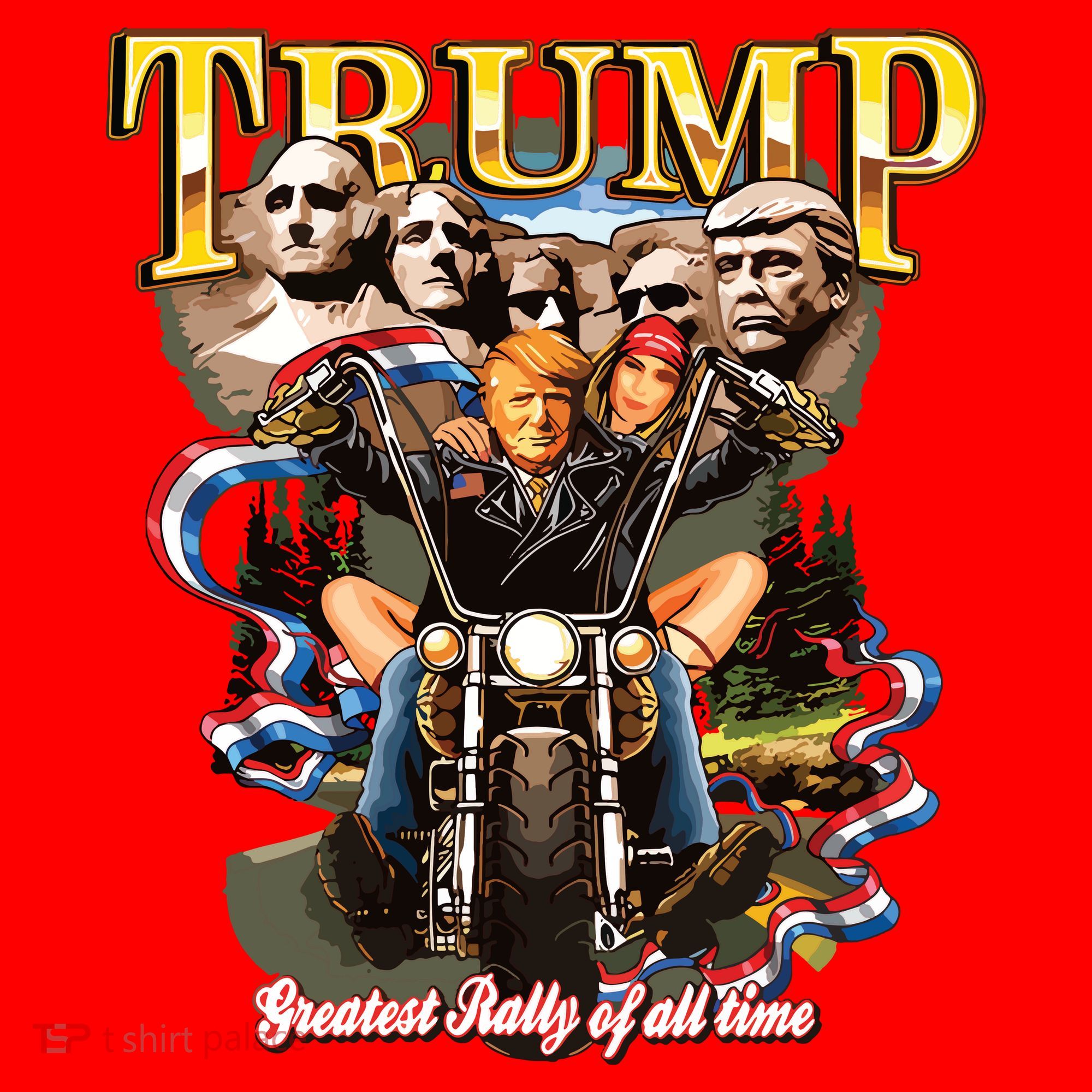 Trump Greatest Rally Of All Time Motorcycle On Back Santa Hat