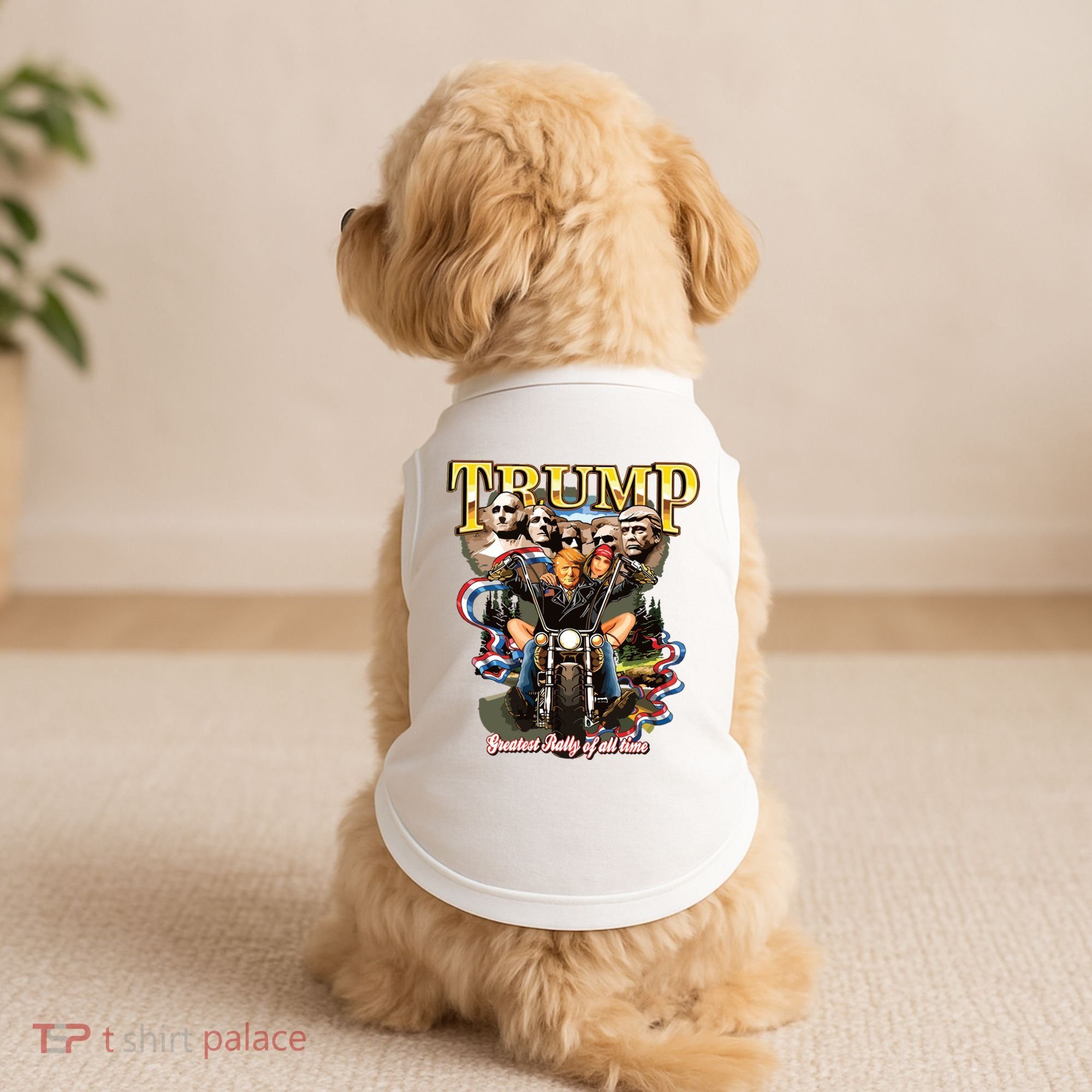 Trump Greatest Rally Of All Time Motorcycle On Back Doggie Tank