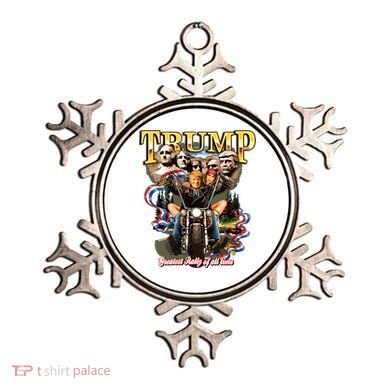 Trump Greatest Rally Of All Time Motorcycle On Back Ornament