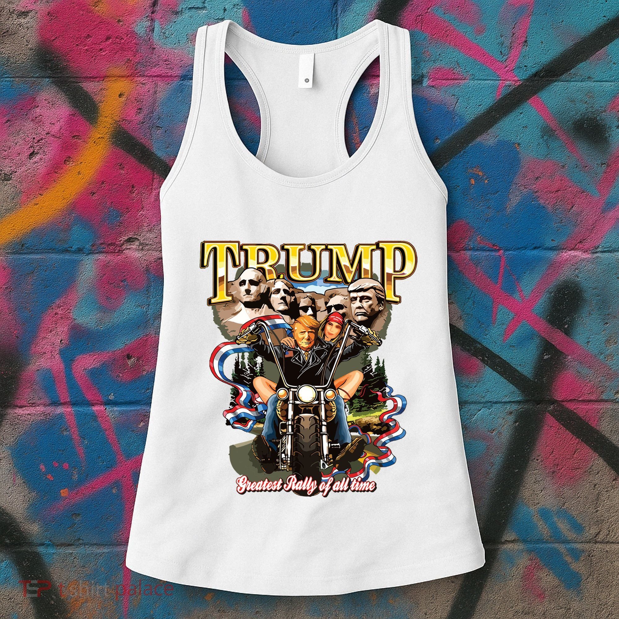 Trump Greatest Rally Of All Time Motorcycle On Back Women's Tank Top