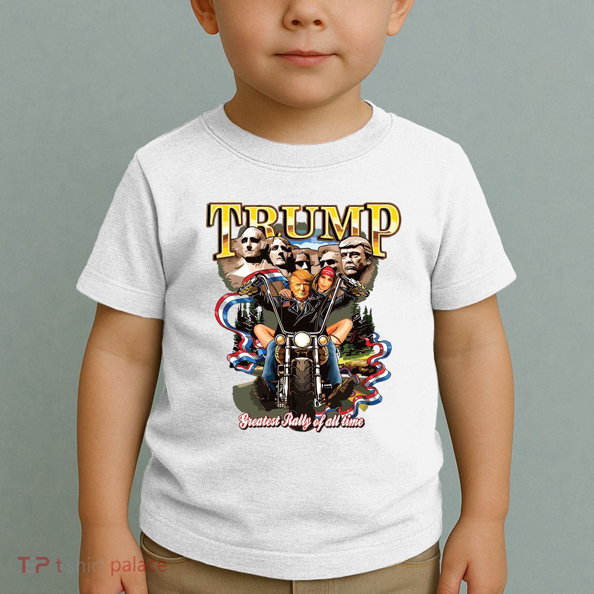 Trump Greatest Rally Of All Time Motorcycle On Back Toddler T-Shirt