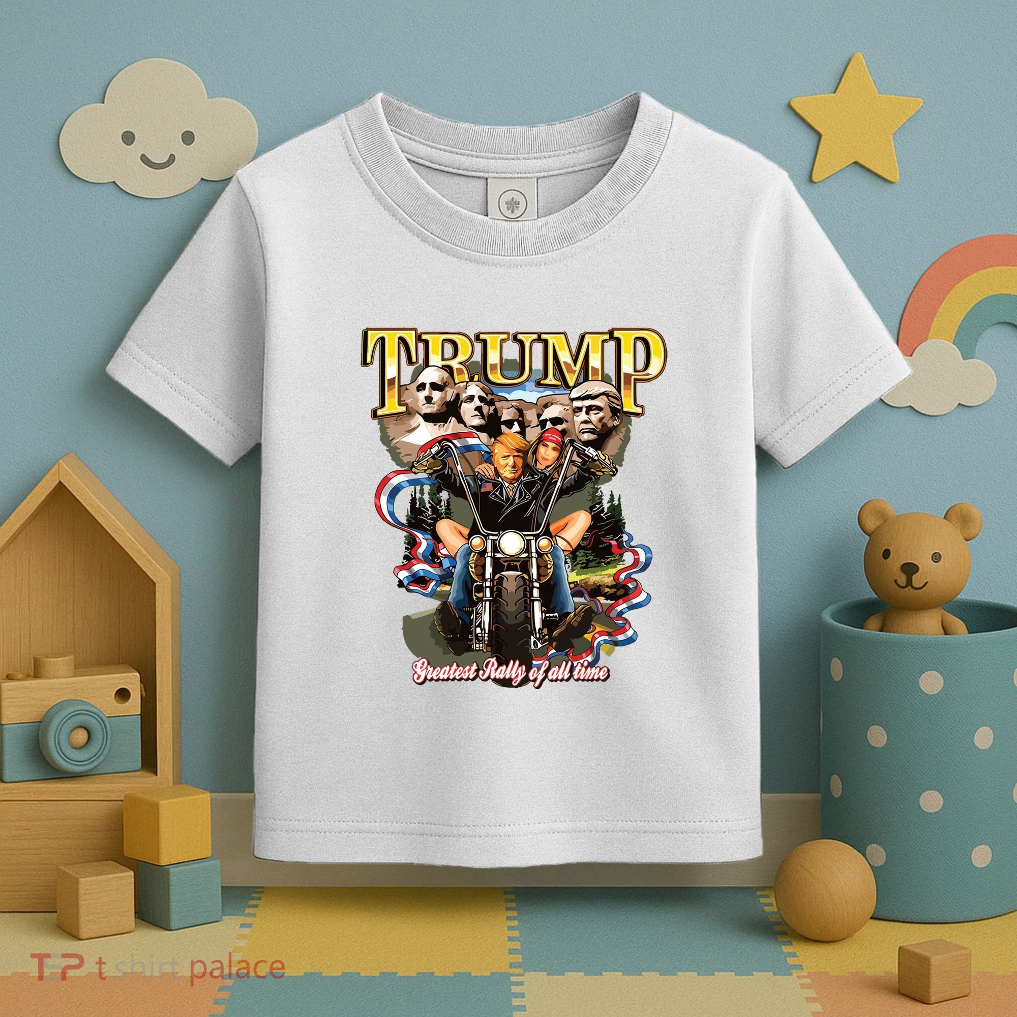 Trump Greatest Rally Of All Time Motorcycle On Back Toddler T-Shirt
