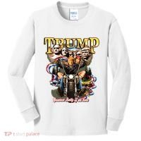 Trump Greatest Rally Of All Time Motorcycle On Back Kids Long Sleeve Shirt thumb 0