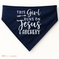 This Girl Runs On Jesus And Archery USA-Made Doggie Bandana thumb 0