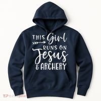 This Girl Runs On Jesus And Archery Hoodie thumb 0