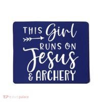 This Girl Runs On Jesus And Archery Mousepad thumb 0