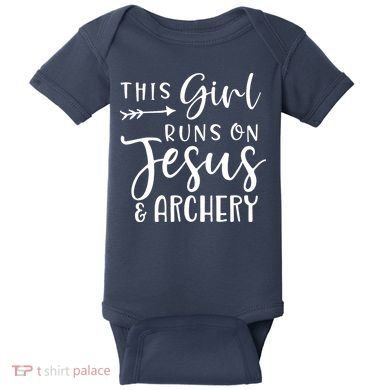 This Girl Runs On Jesus And Archery Baby Bodysuit